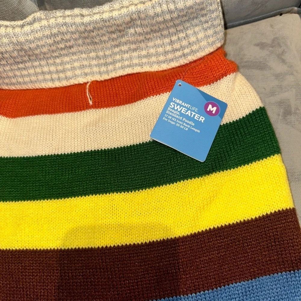 NEW VibrantLife Dog / Pet Multicolor Striped Knit Sweater Skirt